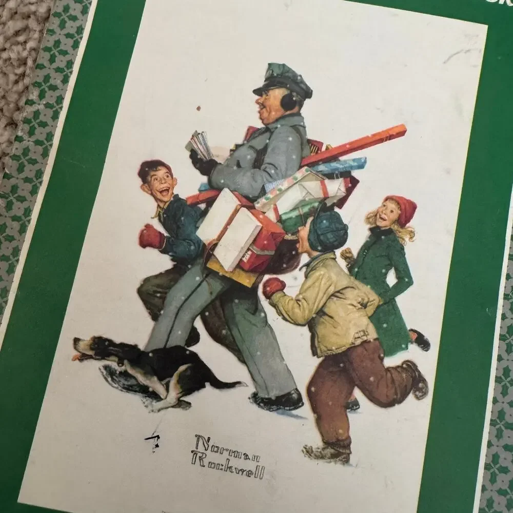 Vintage 1981 Hallmark Christmas Card Address Book w/ Norman Rockwell Print Cover